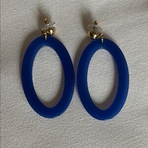 J. Crew Blue Resin Oval Statement Earrings